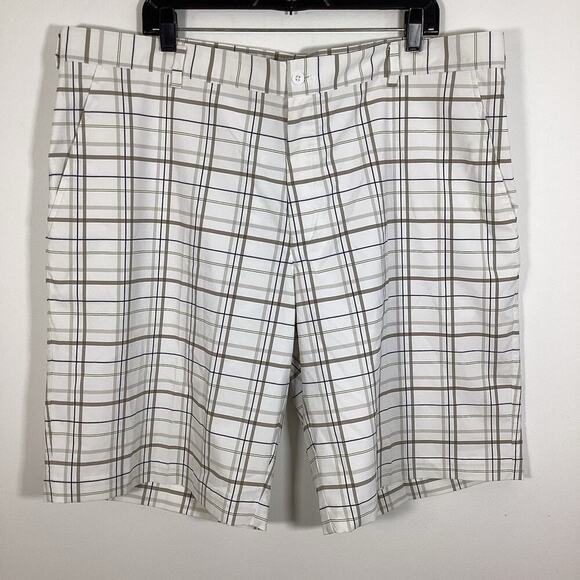 Nike Golf Shorts Plaid Dri-Fit Stretch Pockets Men Size 42 NWT White Tan Blue - Picture 7 of 7